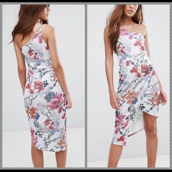 NWT one shoulder floral midi dress - Picture 2 of 3
